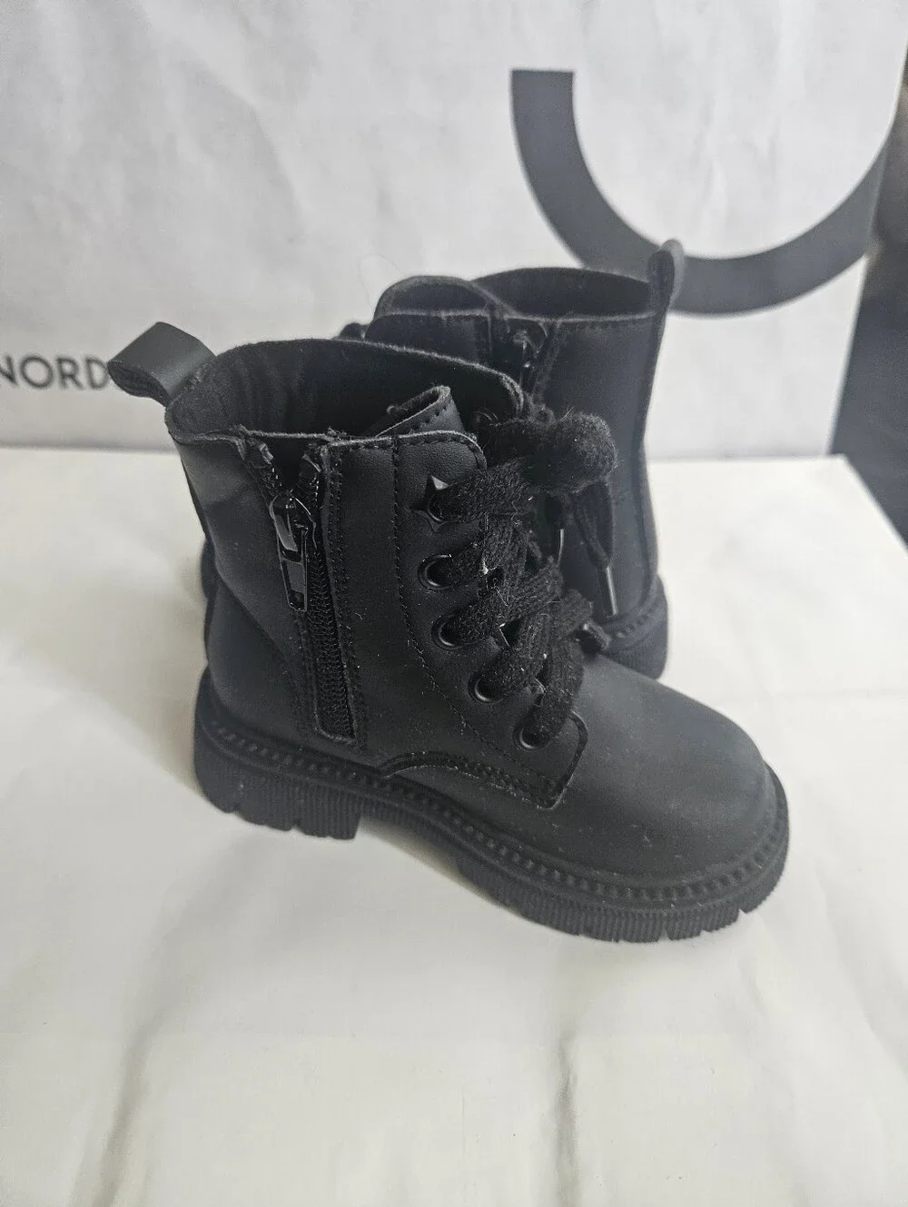 Toddler Girls Combat Boot With Star Design Embroidery